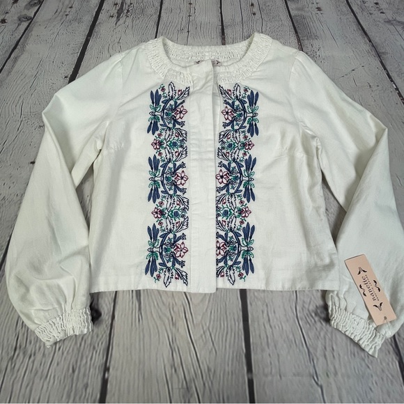NANETTE LEPORE embroidered lined linen cotton boho lightweight jacket NEW size 2 - Picture 8 of 14